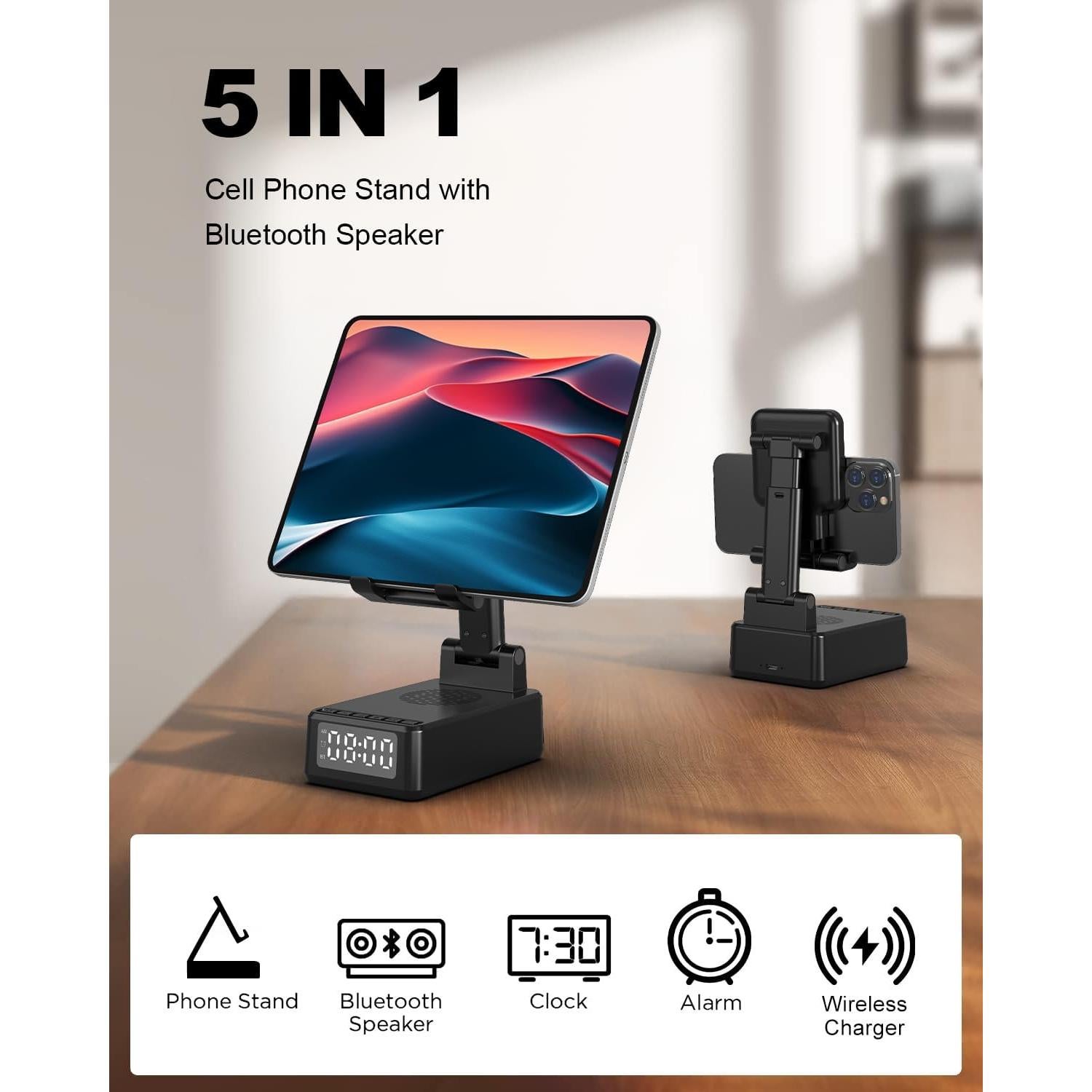 Soporte para Teléfono Celular WamGra 5-en-1 con Altavoz Bluetooth