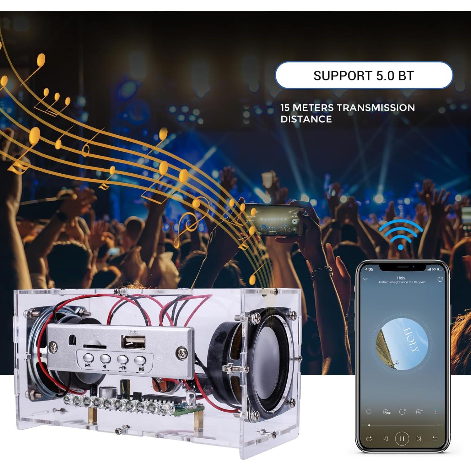 Kit de Altavoz Bluetooth DIY MiOYOOW con Luces LED Intermitentes