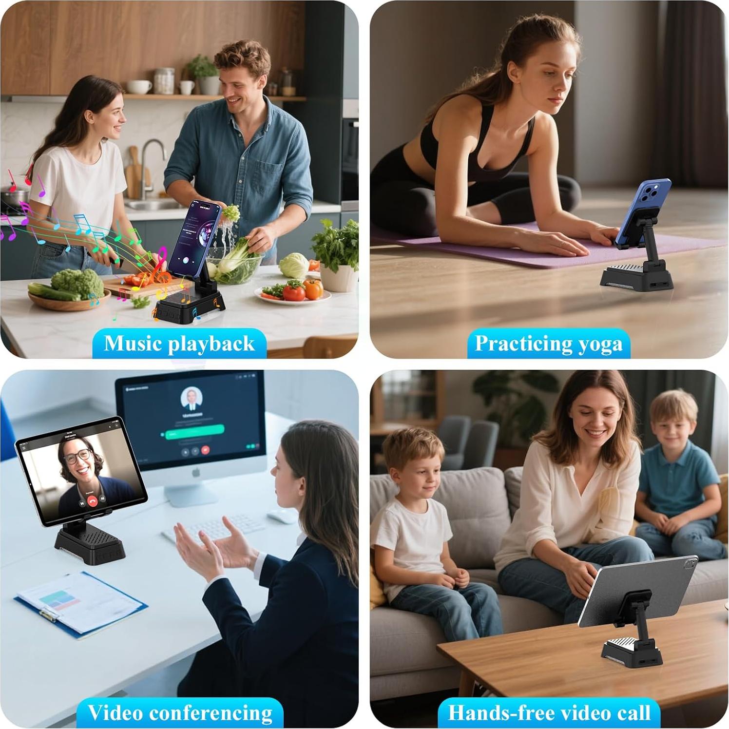 Soporte para Teléfono Móvil 3-en-1 AUYLE con Altavoz Bluetooth