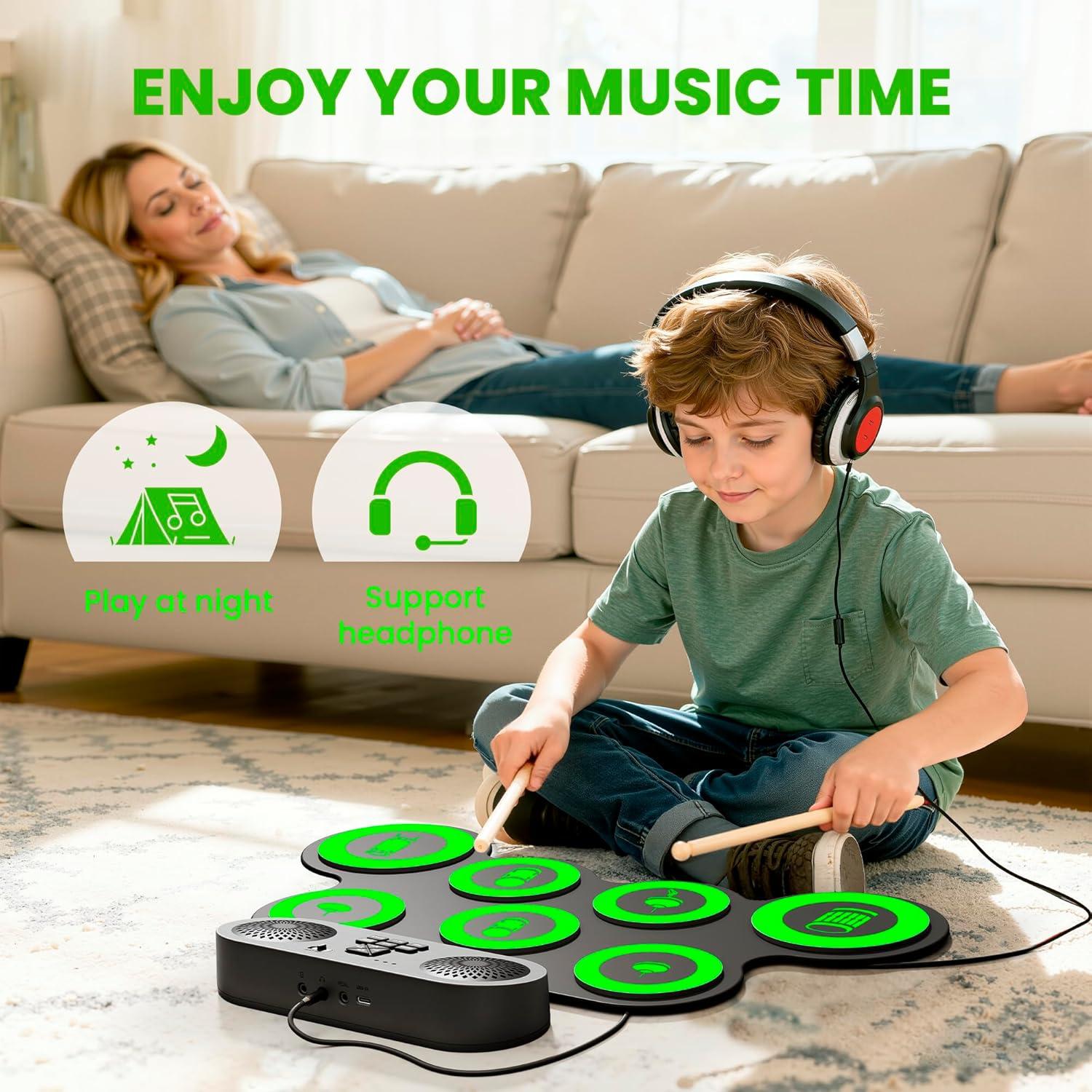 Set de Batería Eléctrica Verde VerkTop G896 con Altavoces