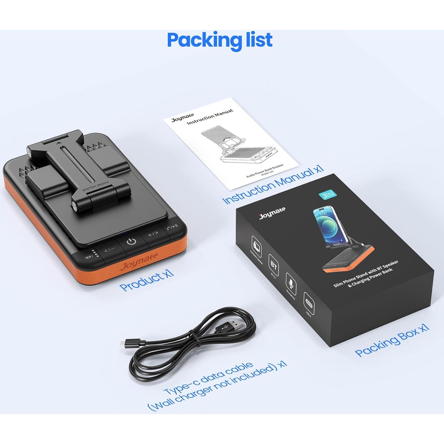 Soporte de Carga Slim Joymate 5000mAh con Altavoz Bluetooth