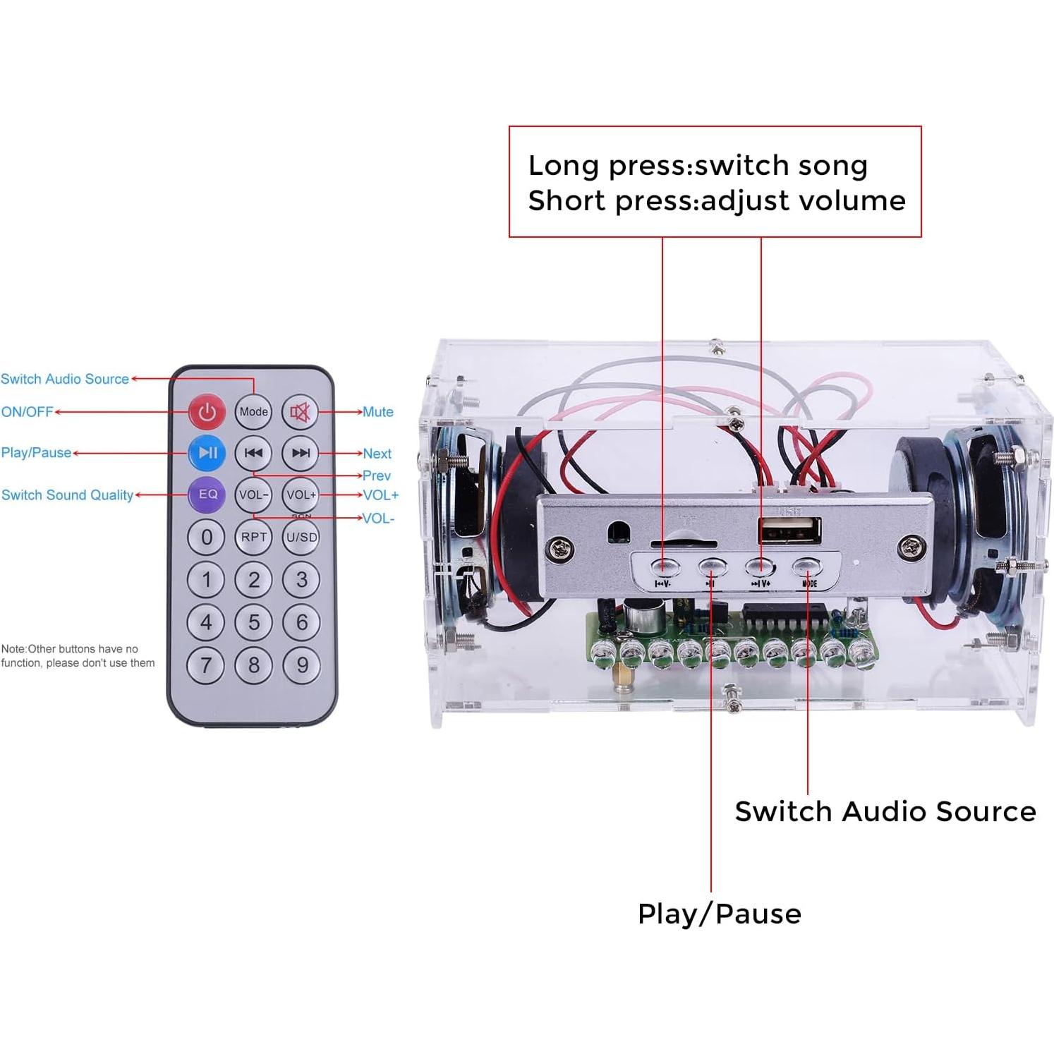 Kit de Altavoz Estéreo MiOYOOW Bluetooth DIY 5W con LED