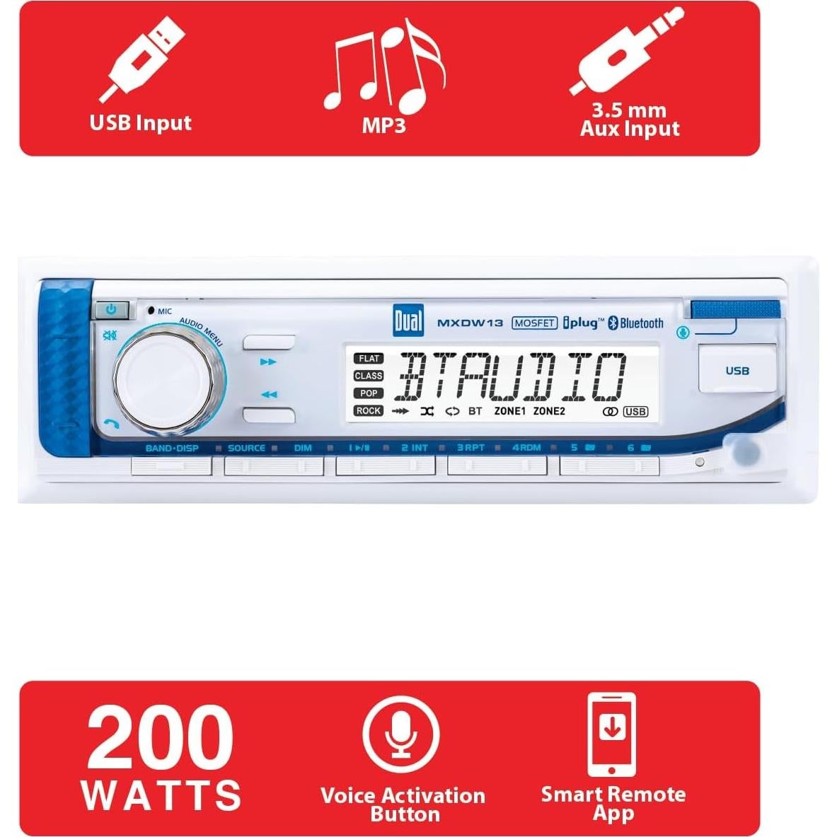 Radio Marina Dual MXP152W con Bluetooth y 2 Altavoces 6.5"