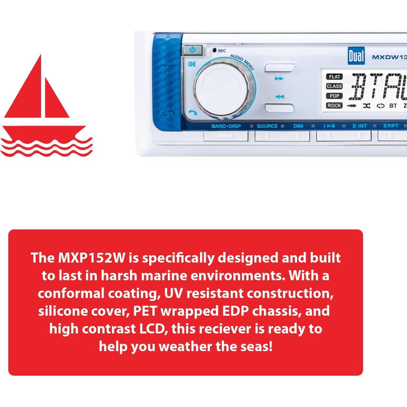 Radio Marina Dual MXP152W con Bluetooth y 2 Altavoces 6.5"