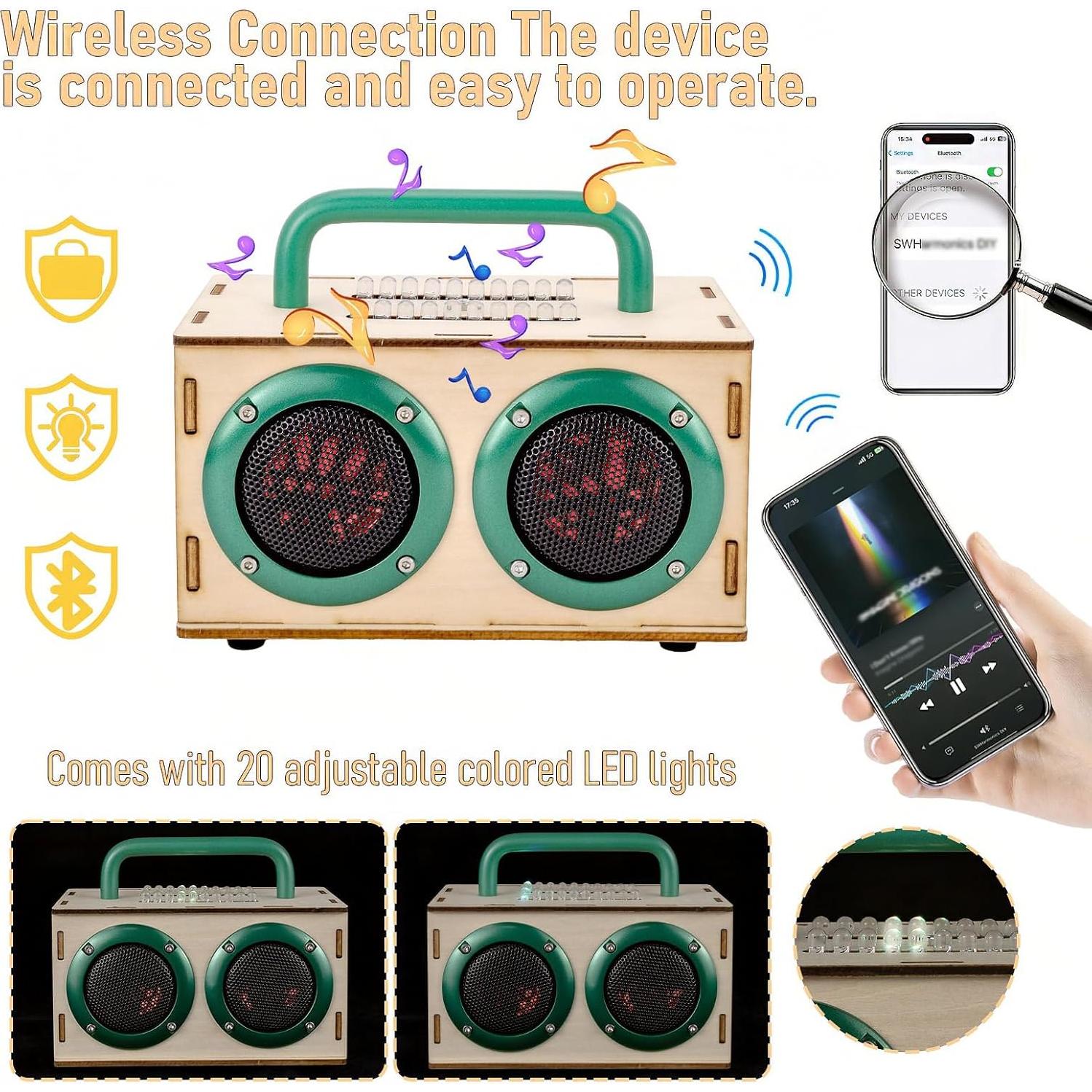 Kit de Altavoz Bluetooth DIY Swhmc - Proyectos STEM para Niños
