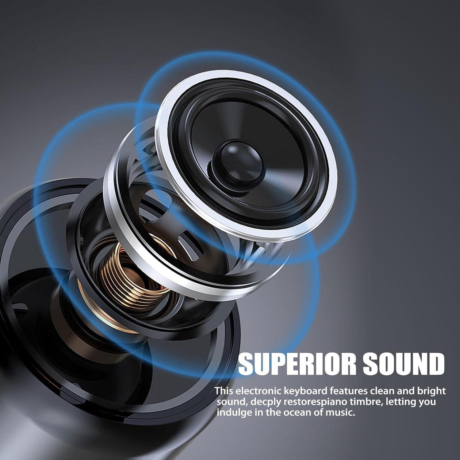 Piano Teclado Electrónico Portátil HERTMUN 61 Teclas Negro