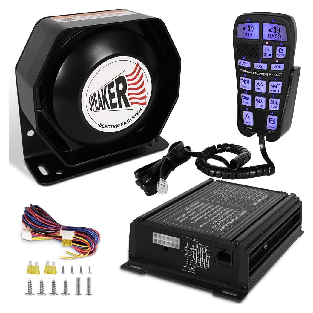 Sirena de Emergencia 200W LRTER PA con Micrófono y Controlador