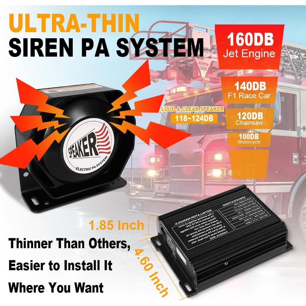 Sirena de Emergencia 200W LRTER PA con Micrófono y Controlador