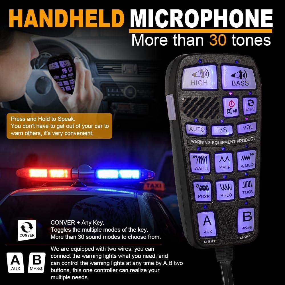 Sirena de Emergencia 200W LRTER PA con Micrófono y Controlador