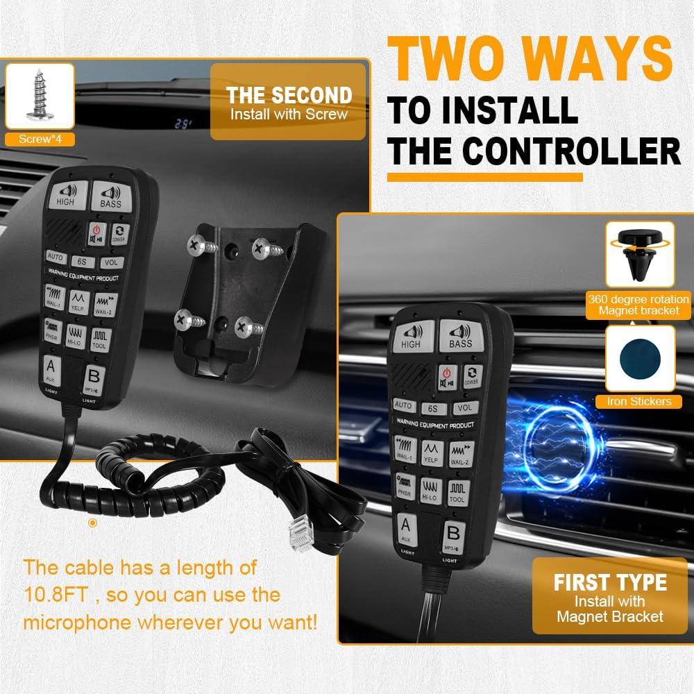 Sirena de Emergencia 200W LRTER PA con Micrófono y Controlador