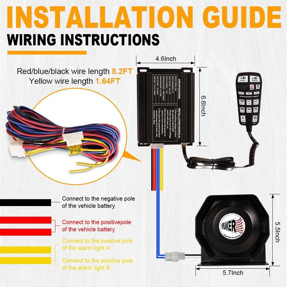 Sirena de Emergencia 200W LRTER PA con Micrófono y Controlador