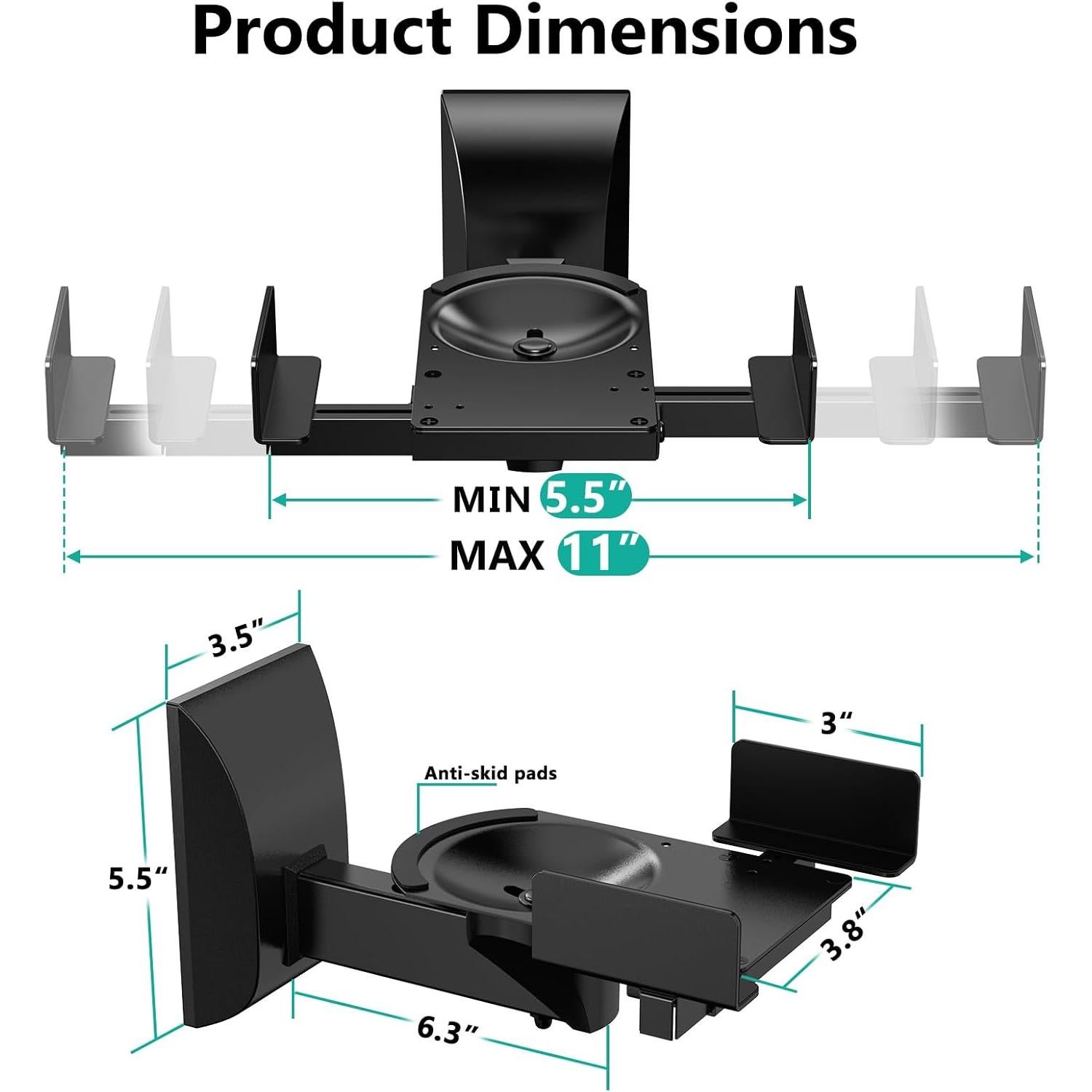 Soportes de Pared para Altavoces WALI SWM201, 25 kg, Negro