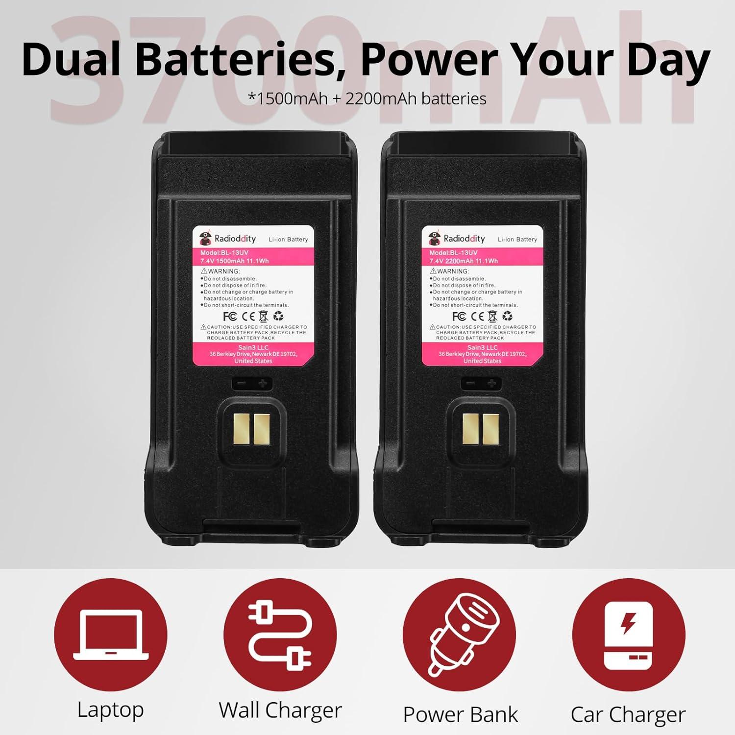 Radio de Mano GMRS Radioddity GM-30 con 2 Baterías y Micrófono