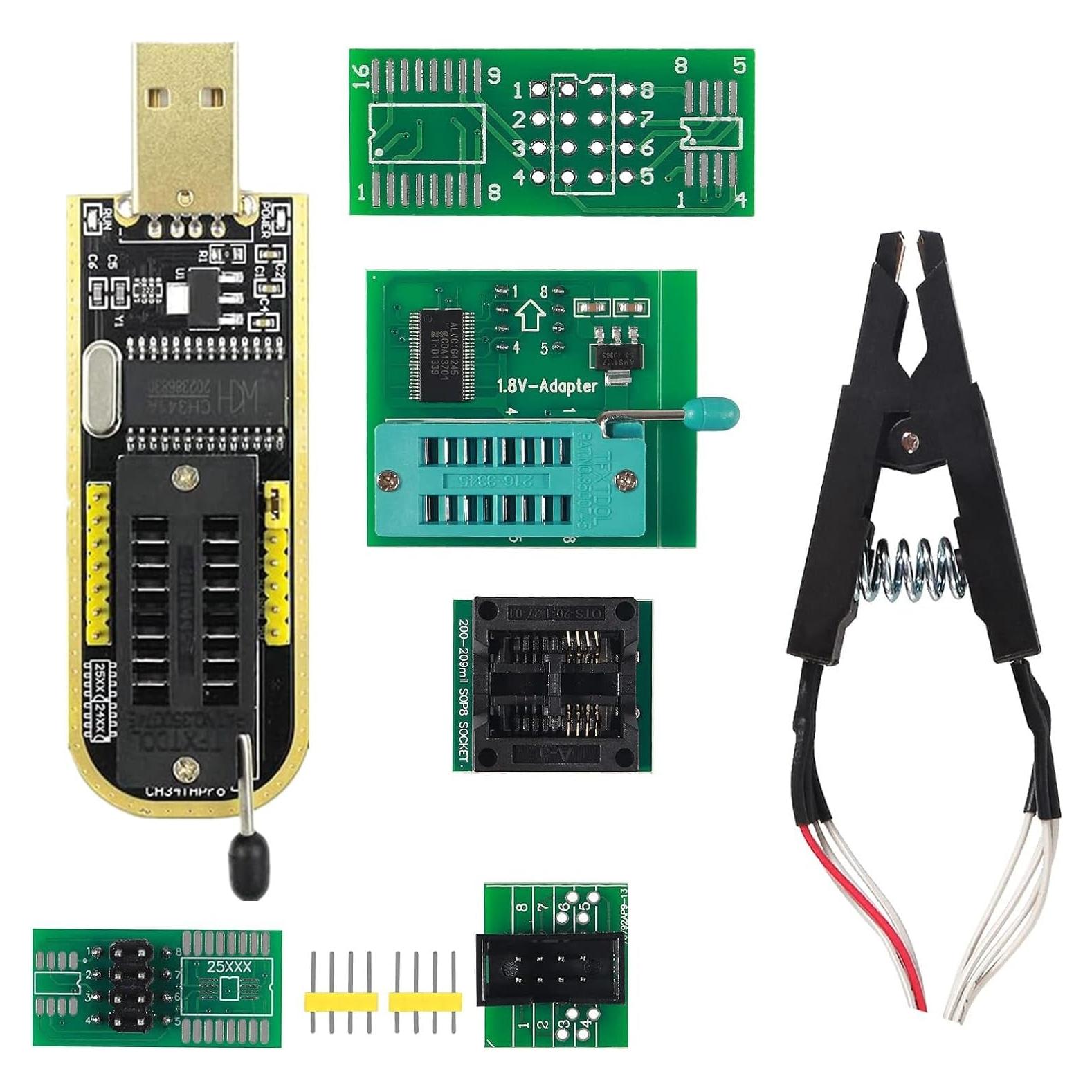 Programador USB EEPROM Flash BIOS CH341A + Adaptador 1.8V