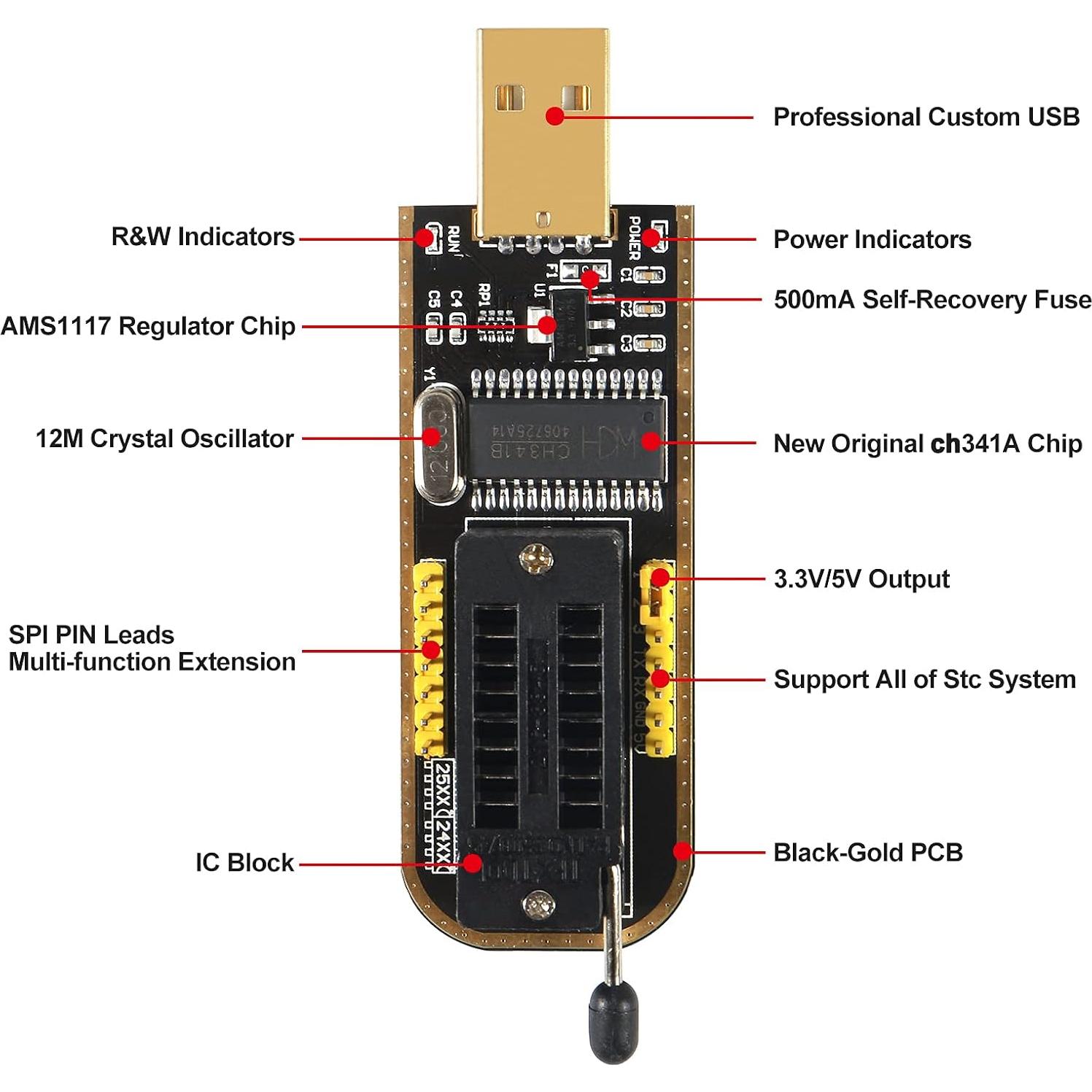 Programador USB EEPROM Flash BIOS CH341A + Adaptador 1.8V