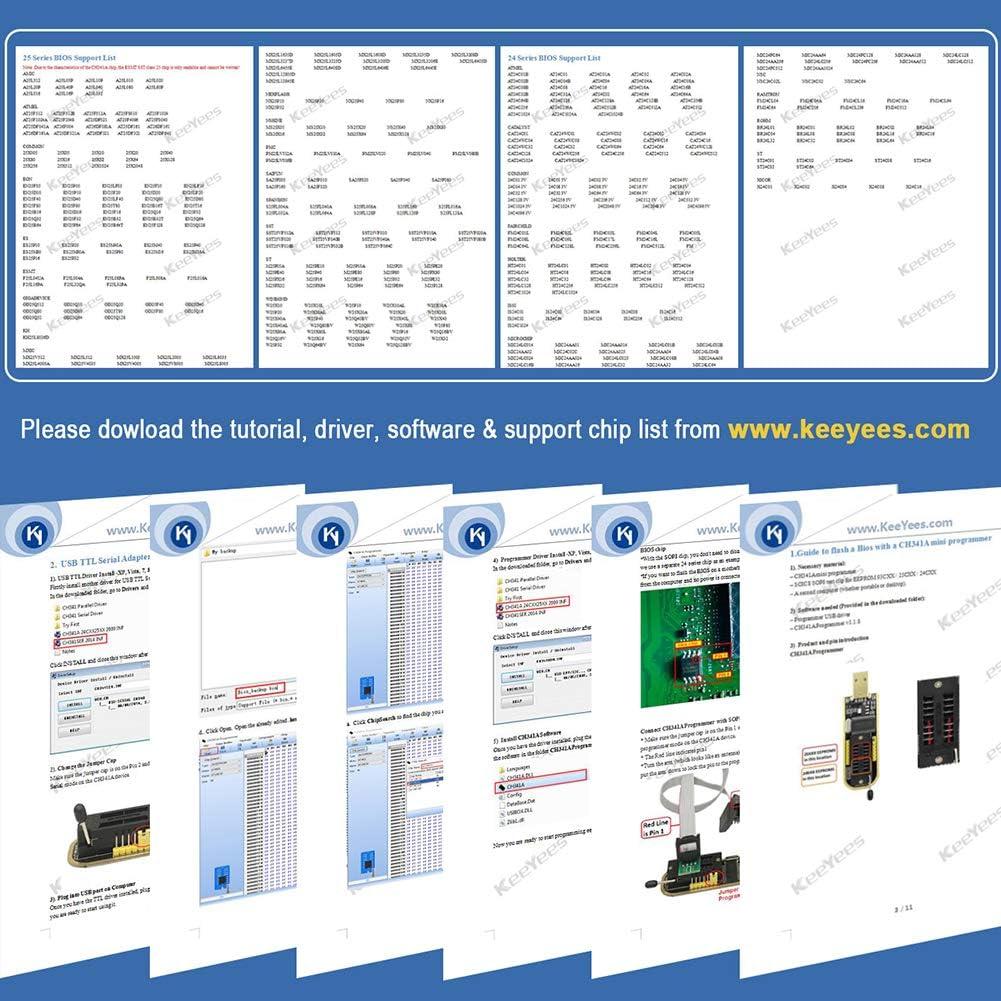 Clip de Programación SOP8 KeeYees + Programador USB CH341A