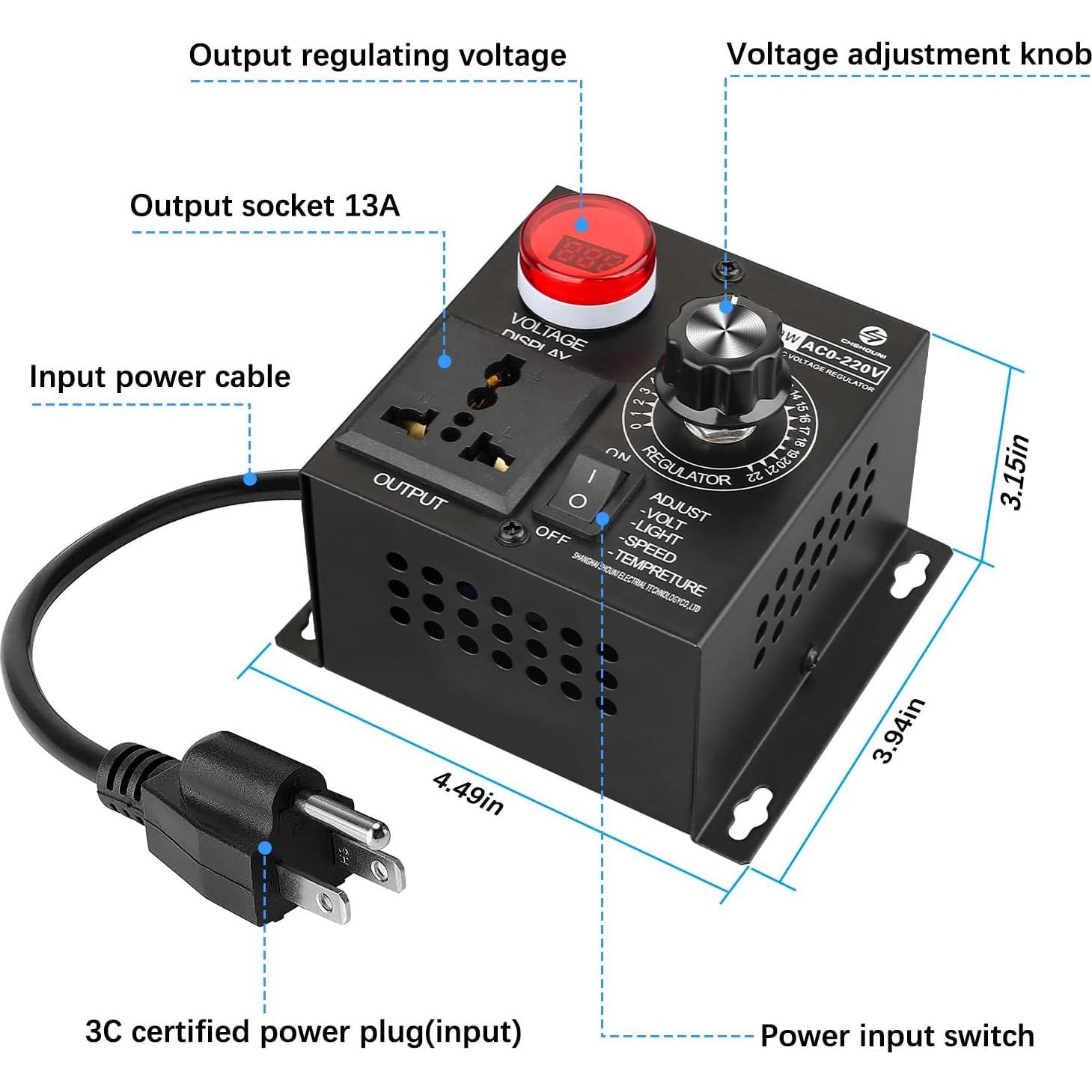 Controlador de Velocidad Variable AC SDRGEEK 4000W 15A 220V