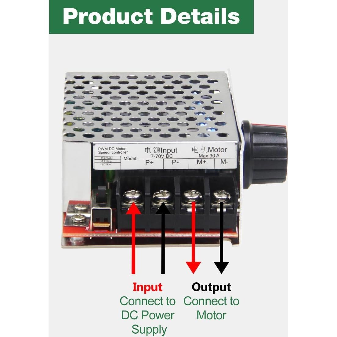 Controlador de Velocidad Motor DC PWM 30A 7-70V Shenzhen