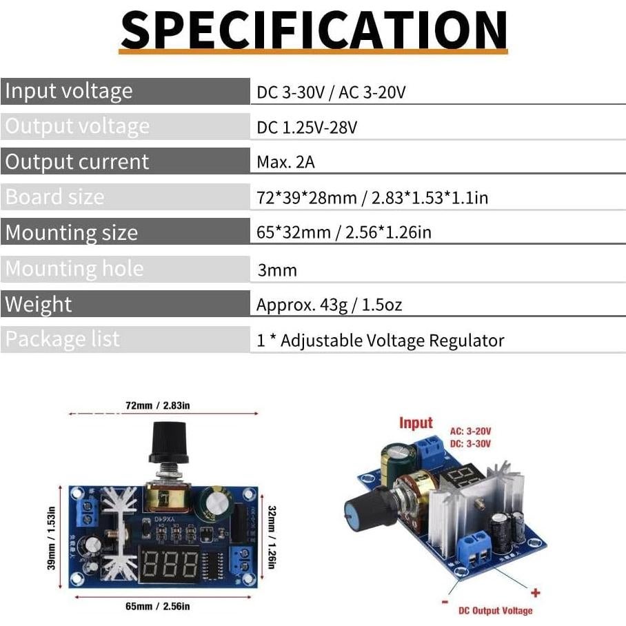 Regulador de Voltaje Ajustable Keenso LM317 con Pantalla Digital