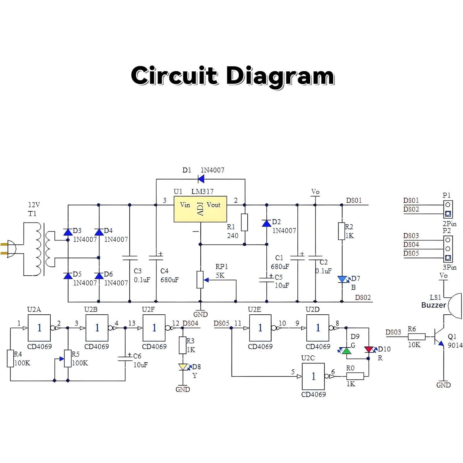 Kit Regulador de Voltaje Ajustable LM317 110V a 12V YELUFT