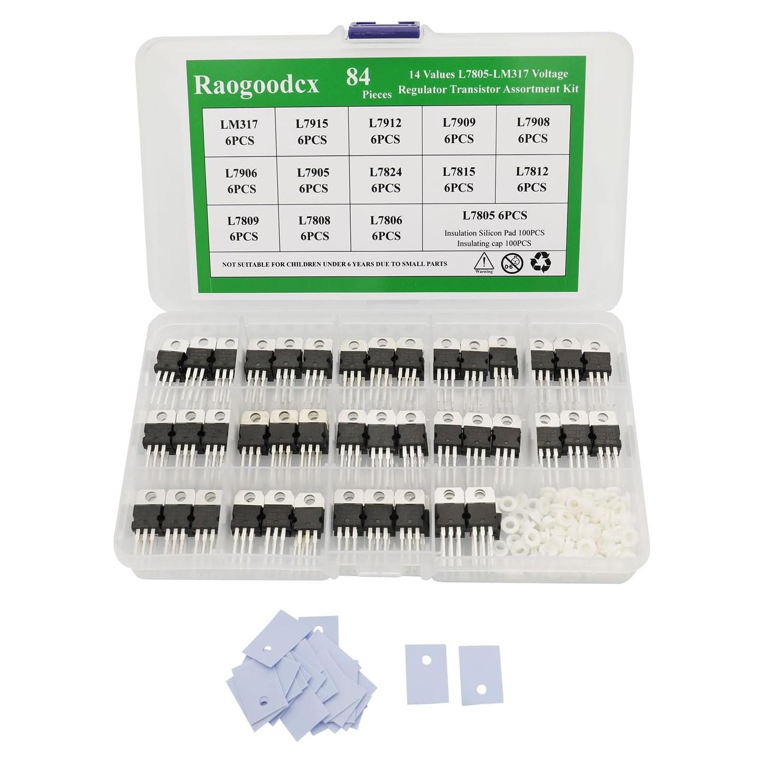 Kit de Surtido de Transistores Reguladores de Voltaje Raogoodcx 84 Pcs