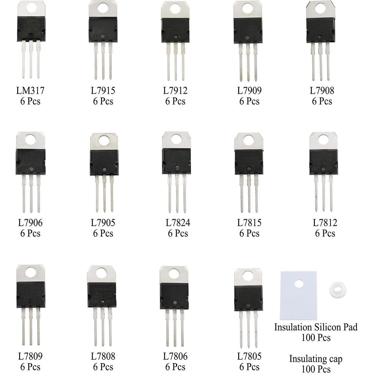 Kit de Surtido de Transistores Reguladores de Voltaje Raogoodcx 84 Pcs