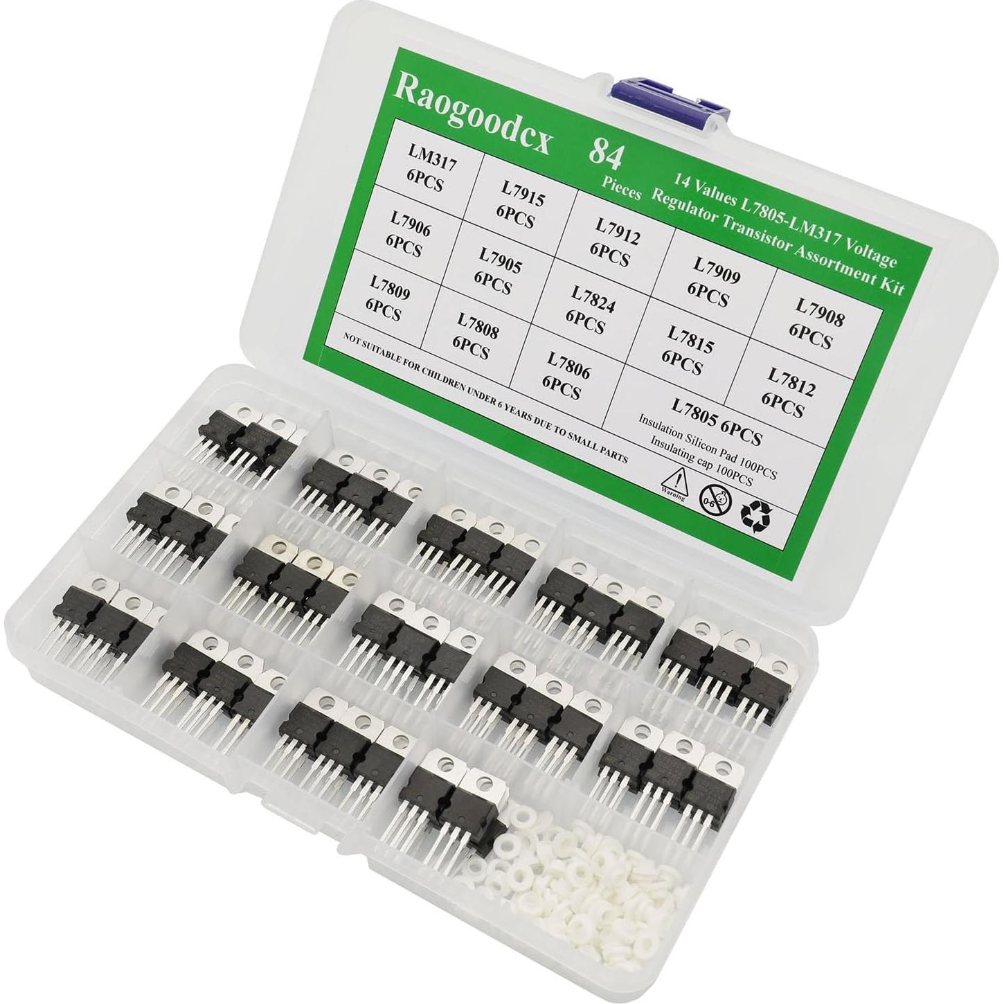 Kit de Surtido de Transistores Reguladores de Voltaje Raogoodcx 84 Pcs