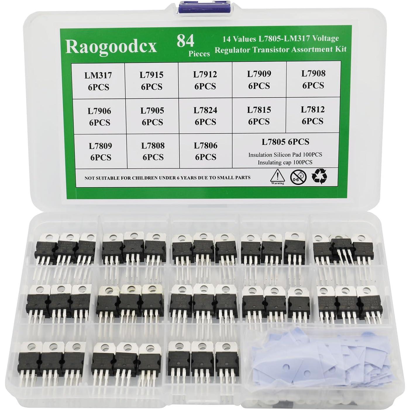 Kit de Surtido de Transistores Reguladores de Voltaje Raogoodcx 84 Pcs