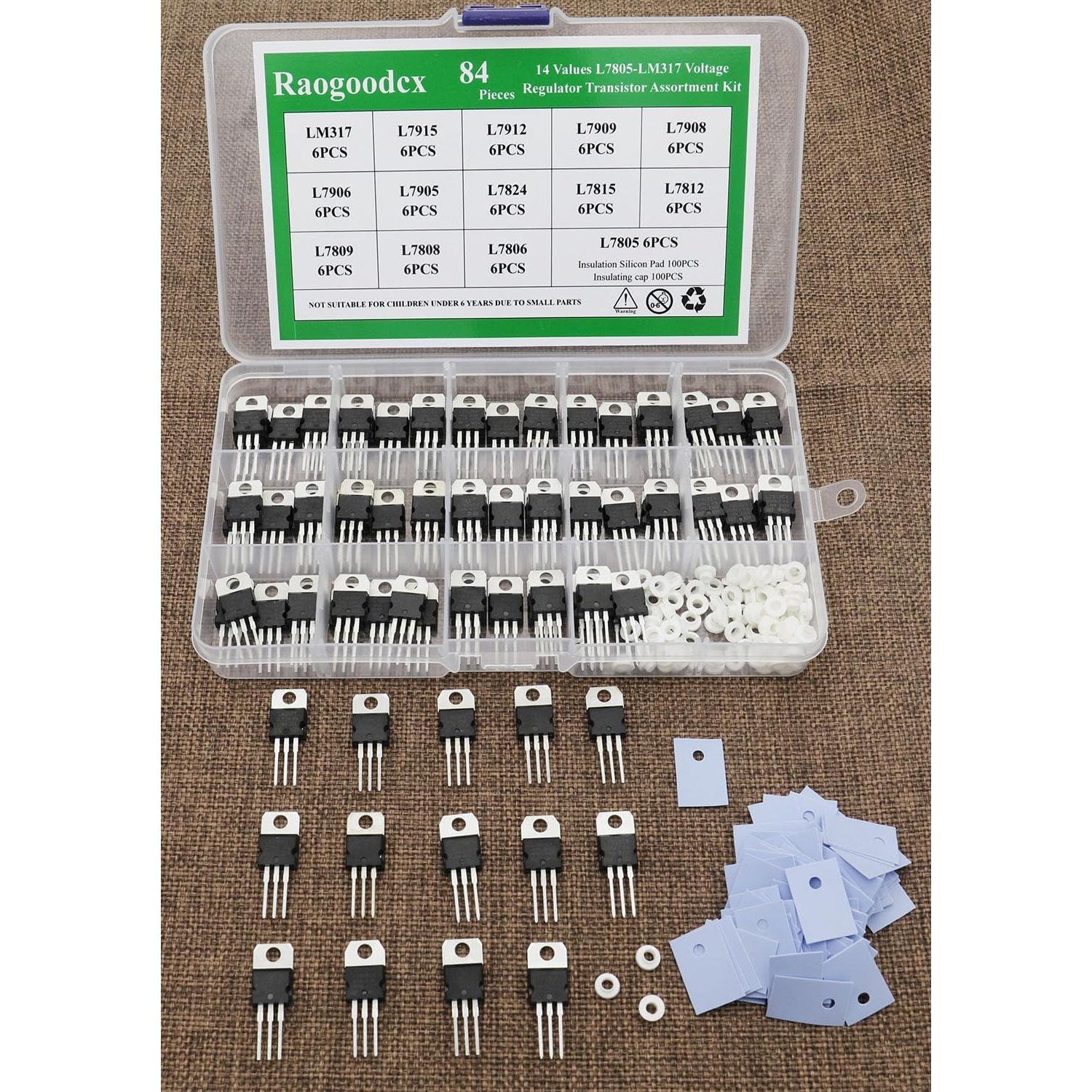 Kit de Surtido de Transistores Reguladores de Voltaje Raogoodcx 84 Pcs