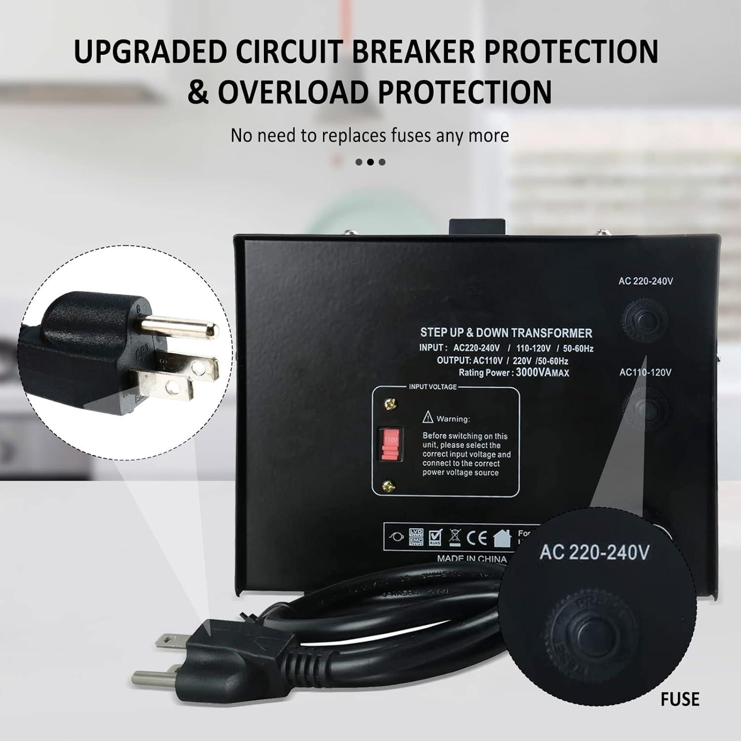 Convertidor Regulador de Voltaje YaeCCC ST-3000 110V/220V