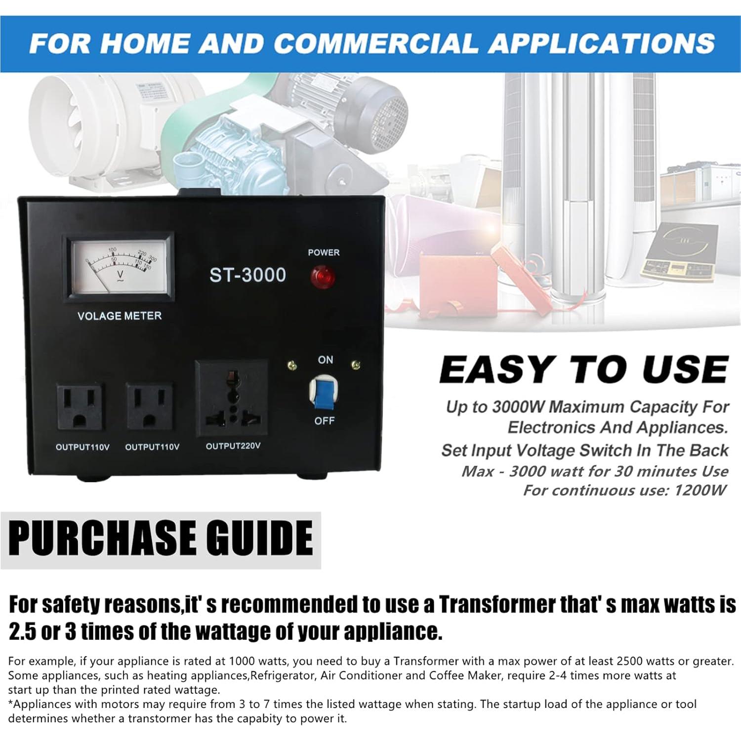 Convertidor Regulador de Voltaje YaeCCC ST-3000 110V/220V