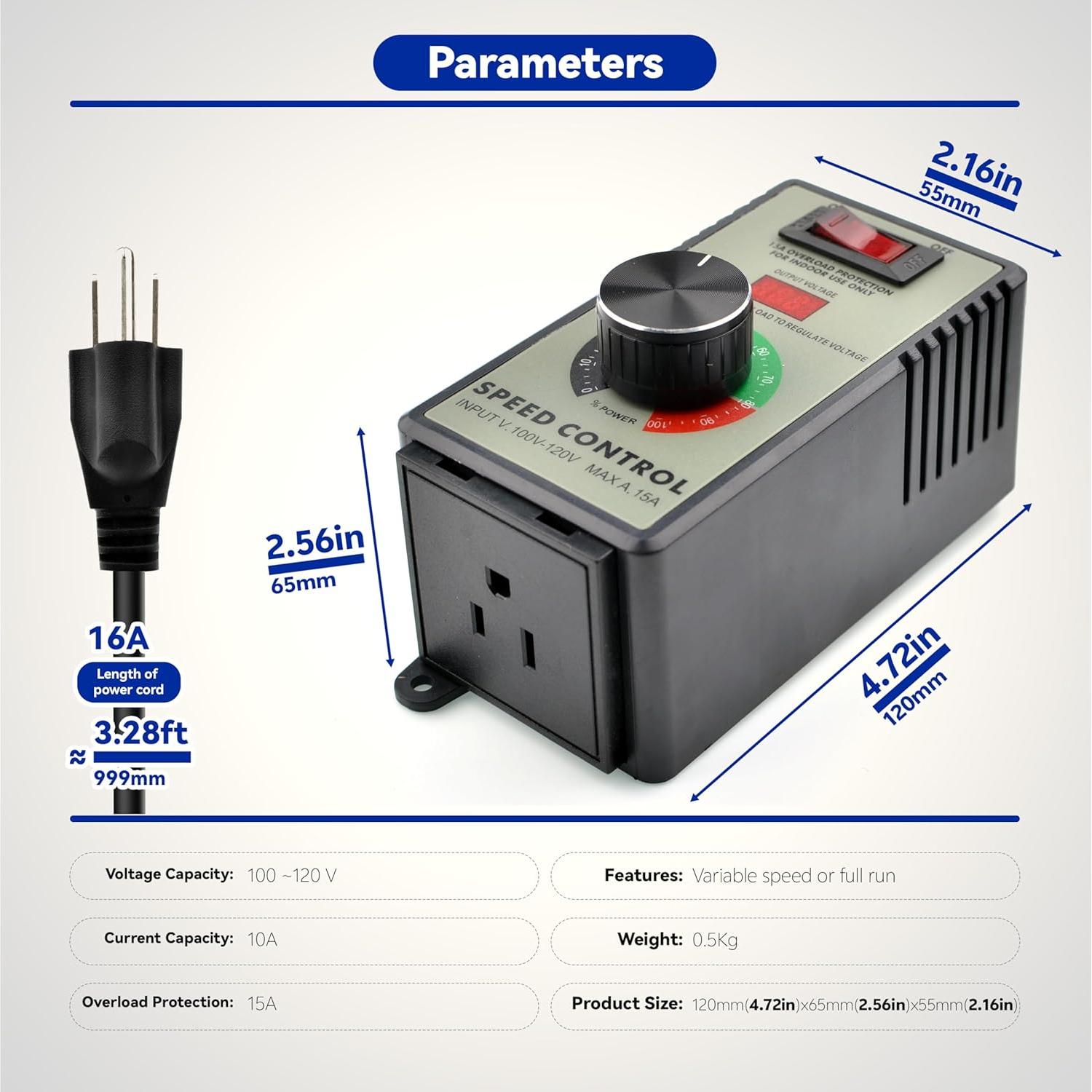 Controlador de Velocidad de Motor AC Mateell 15A Ajustable