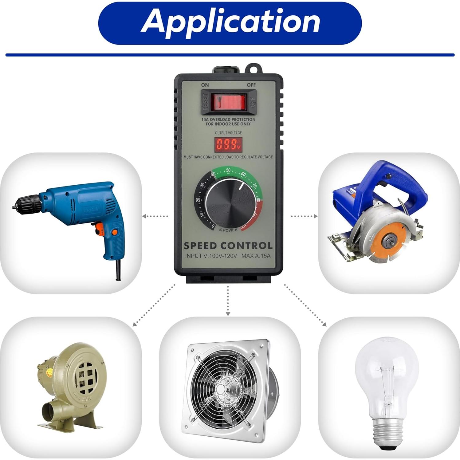 Controlador de Velocidad de Motor AC Mateell 15A Ajustable