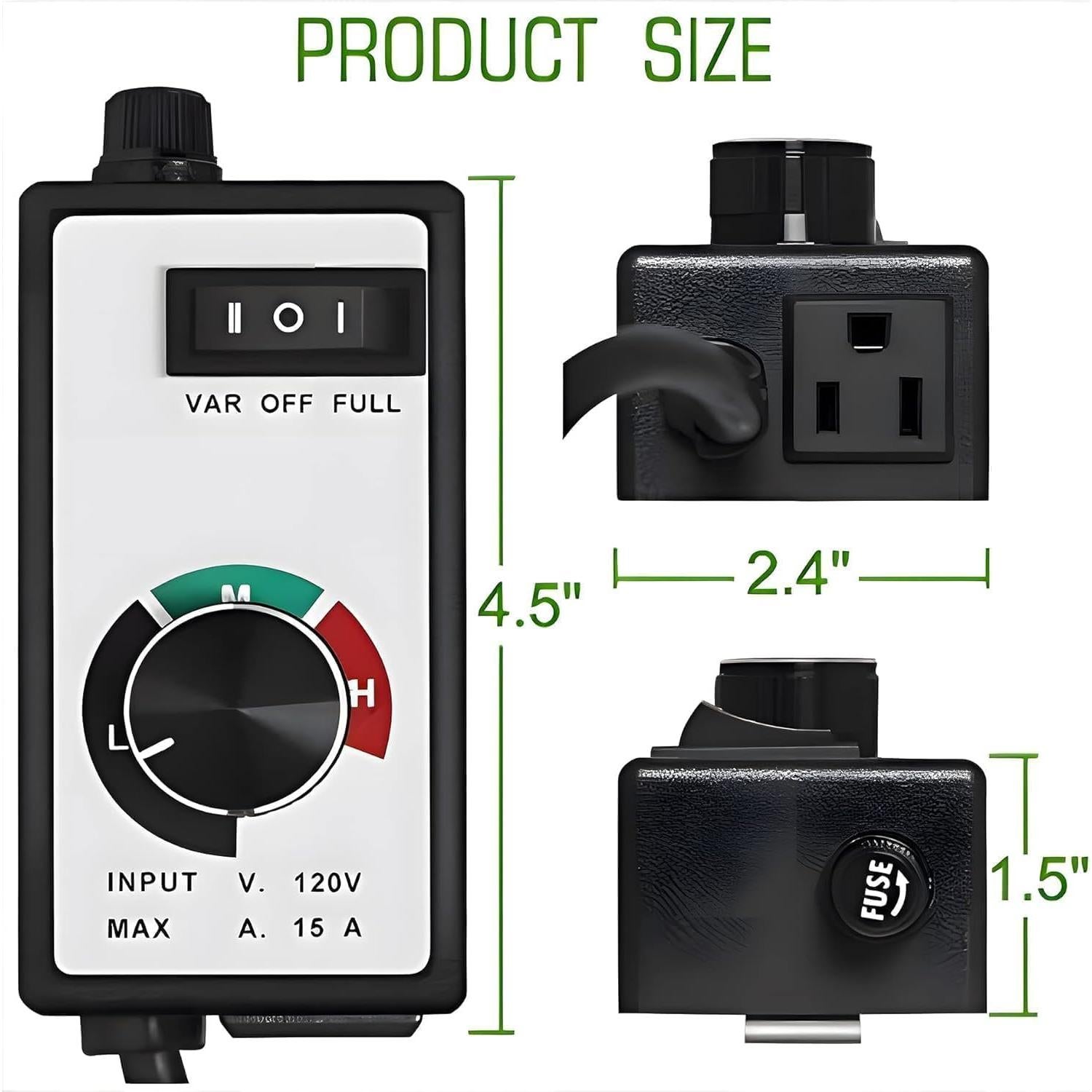 Controlador de Velocidad de Ventilador CDMALL 15A 1500W AC