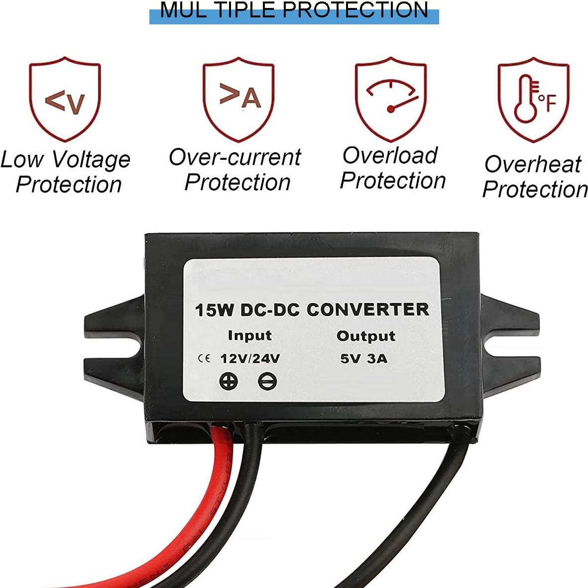 Convertidor Buck DC 8-35V a 5V 3A 15W DKARDU - 2 Pcs