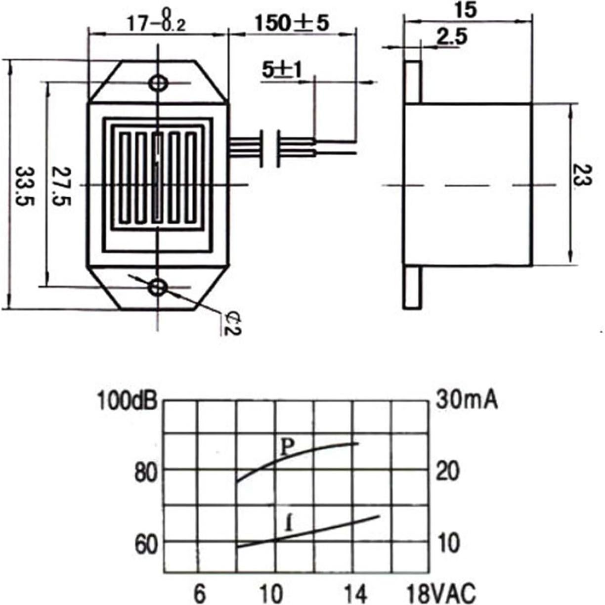 Buzzer Electrónico Piezo 12V CHENJIN 2 Piezas 400Hz