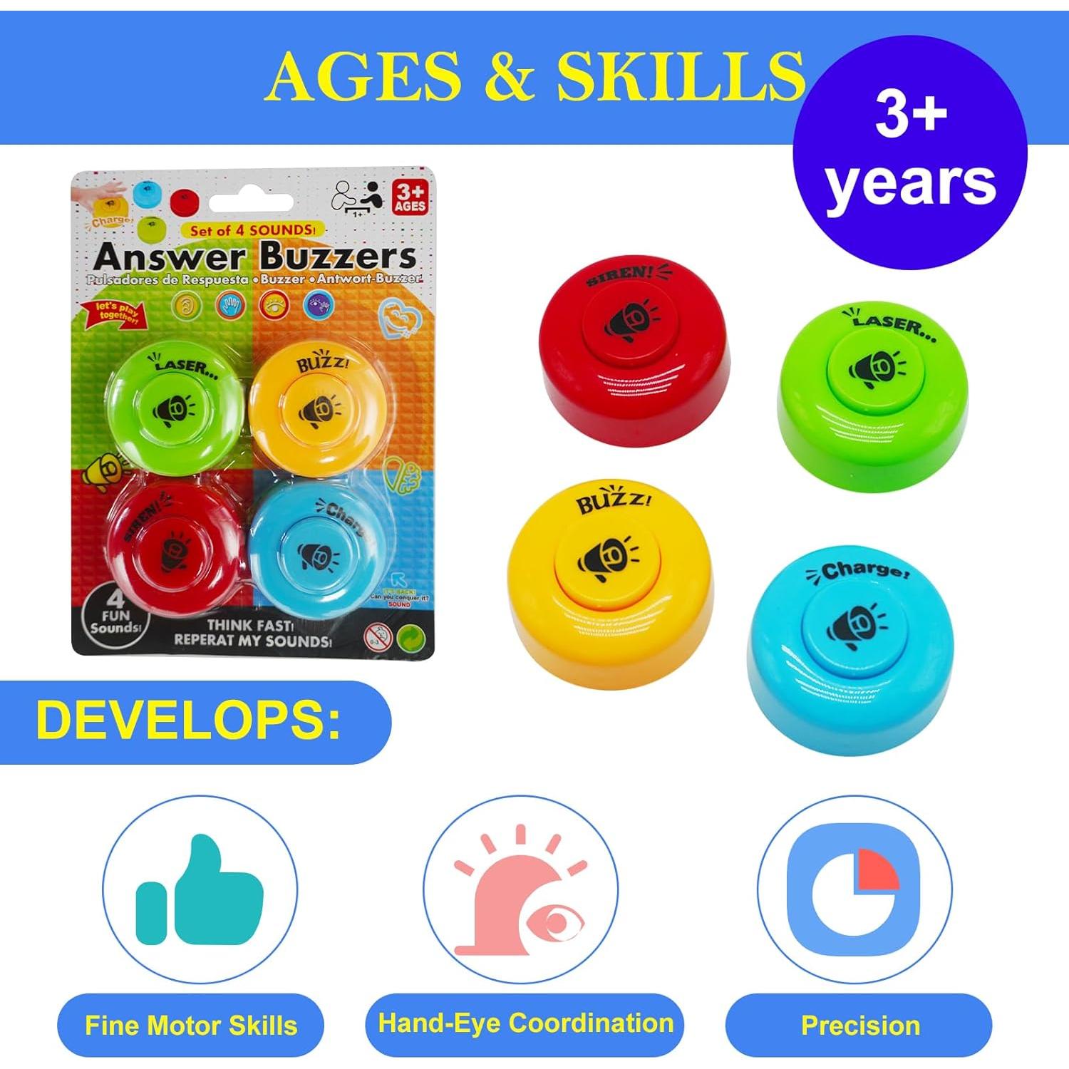 Juego de 4 Timbres de Respuesta Gelabur para Aula y Juegos