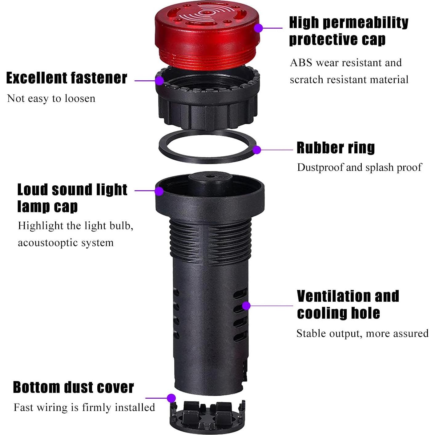 Luz Indicadora LED RuoFeng AD16-22SM 24V Intermitente 3Pcs