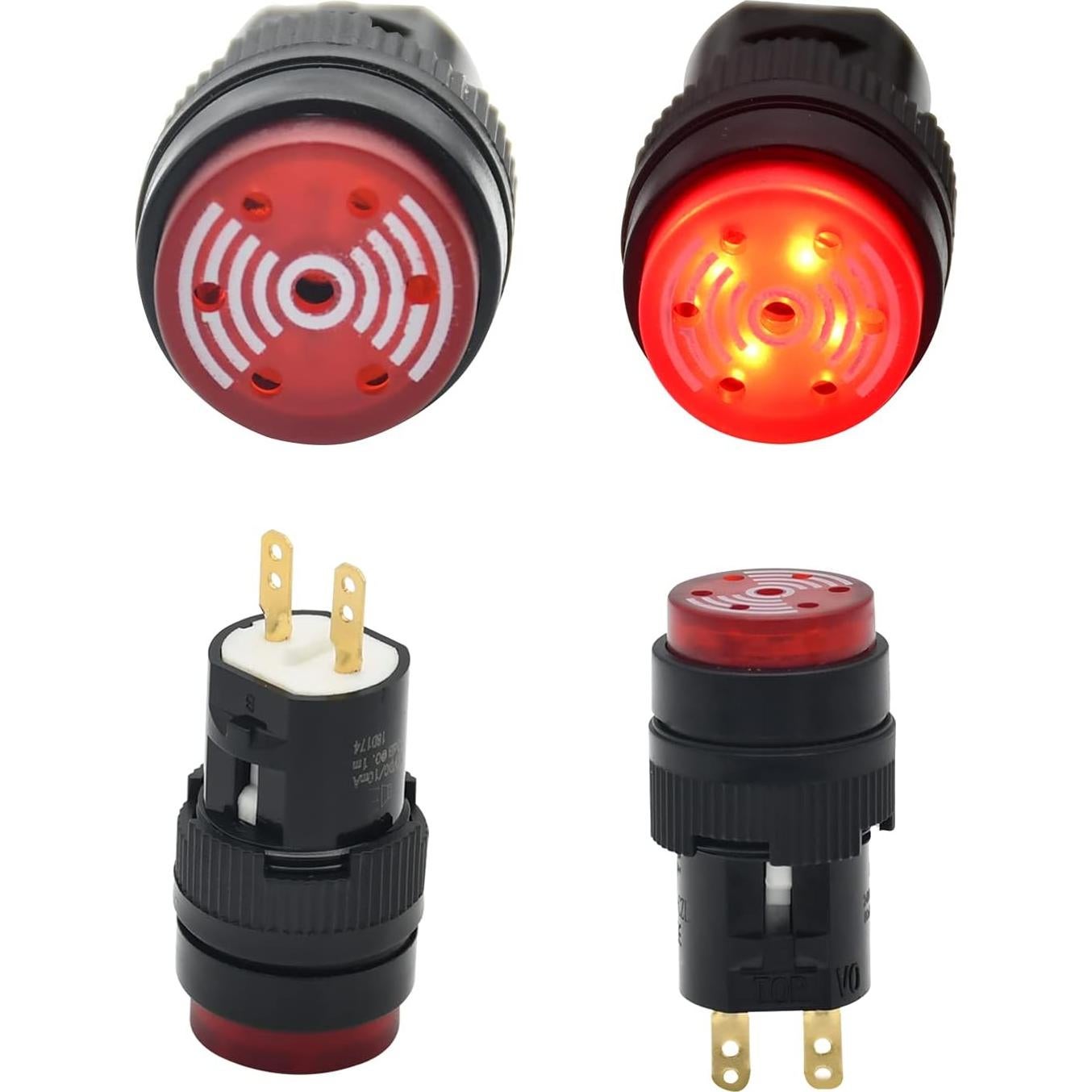 Buzzer 16MM Rojo 12V CC LED ZJWZJH 2Pcs Alarma Panel