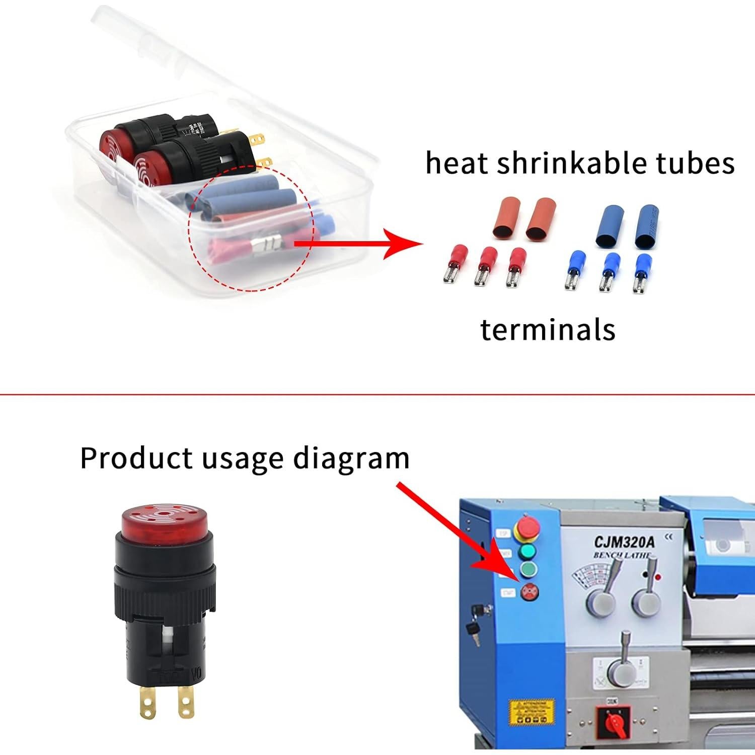 Buzzer 16MM Rojo 12V CC LED ZJWZJH 2Pcs Alarma Panel