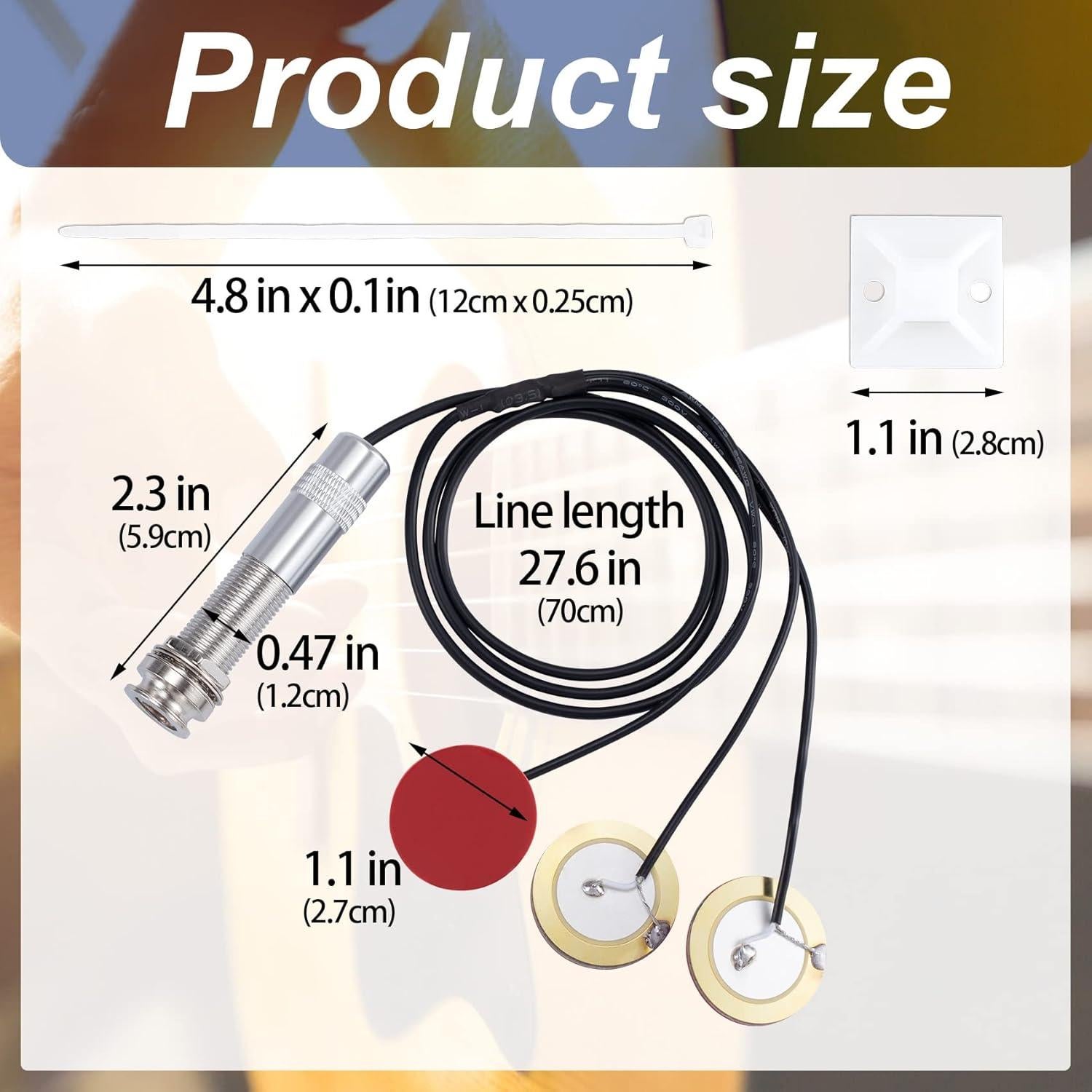 Captador Piezo Autoadhesivo PAGOW 3 en 1 para Guitarra y Más