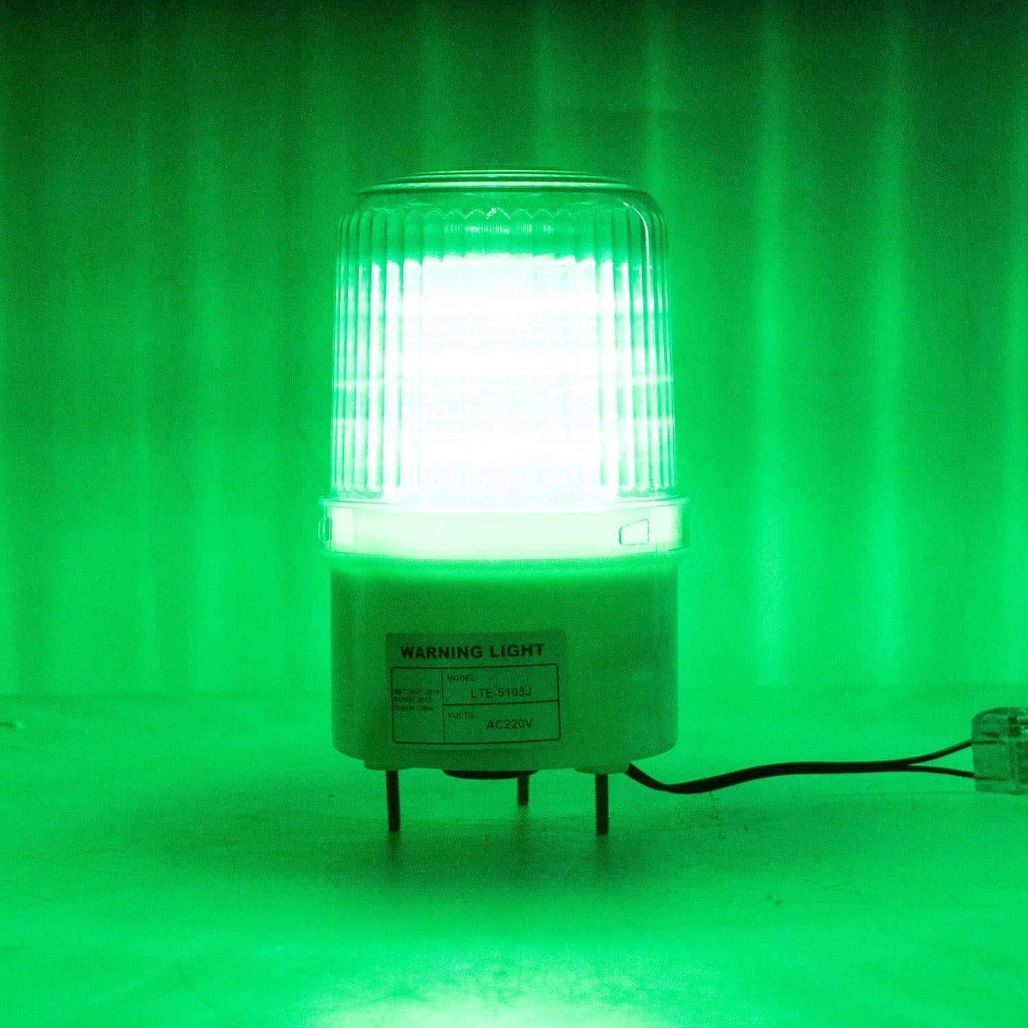 Luz Estroboscópica LED Verde 110V con Sirena 90dB - SLB-5103J