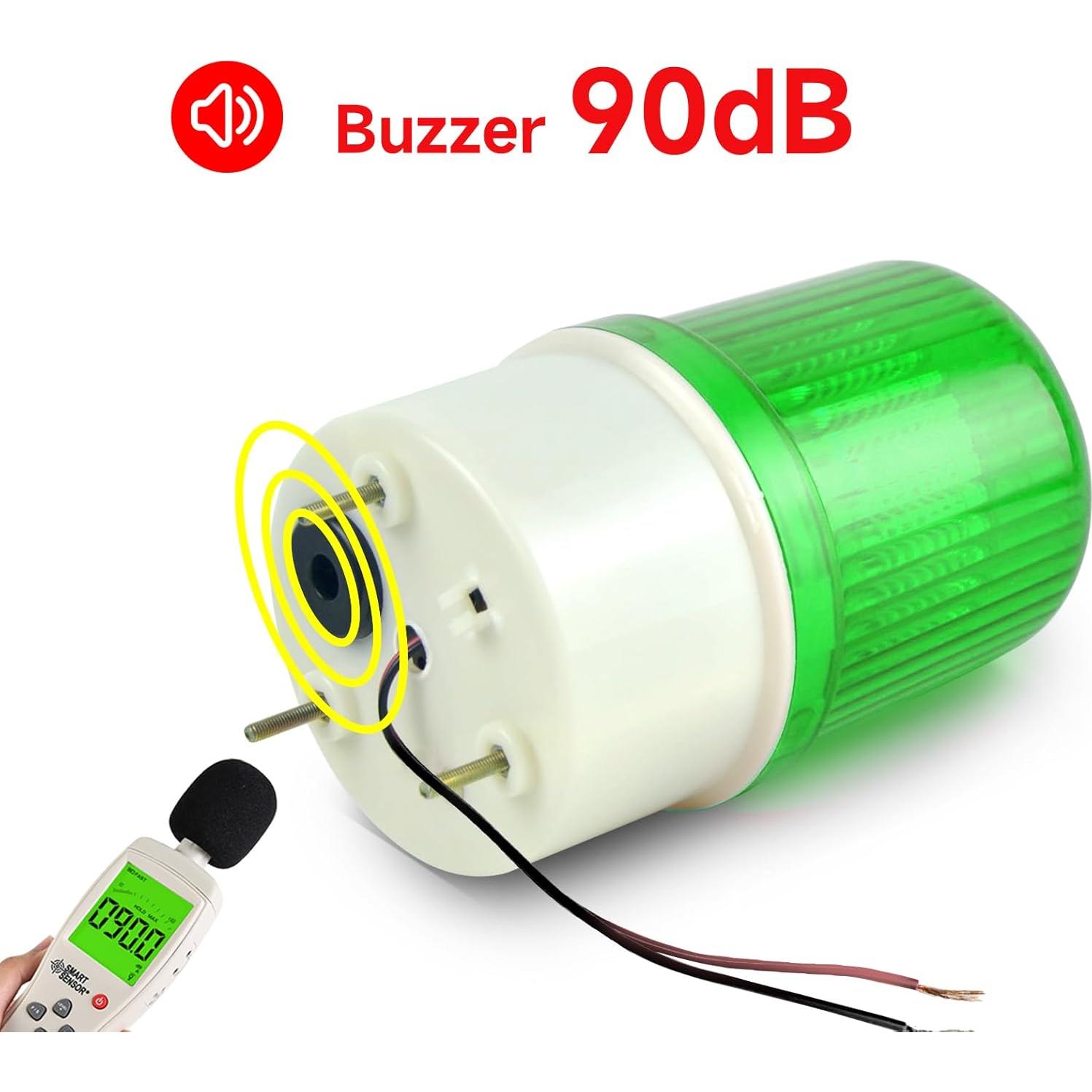 Luz Estroboscópica LED Verde 110V con Sirena 90dB - SLB-5103J