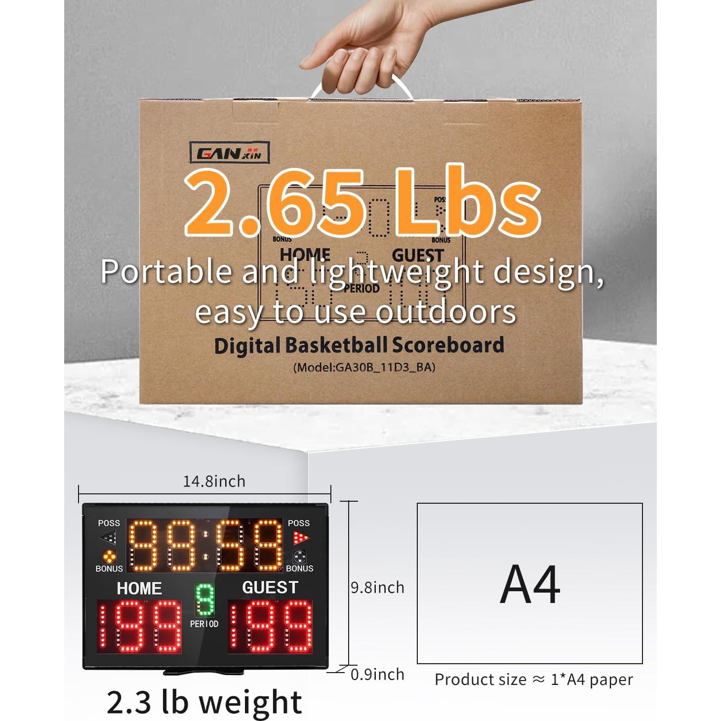 Marcador Digital Portátil GAN XIN A30B11 para Baloncesto 57.9x34.8cm