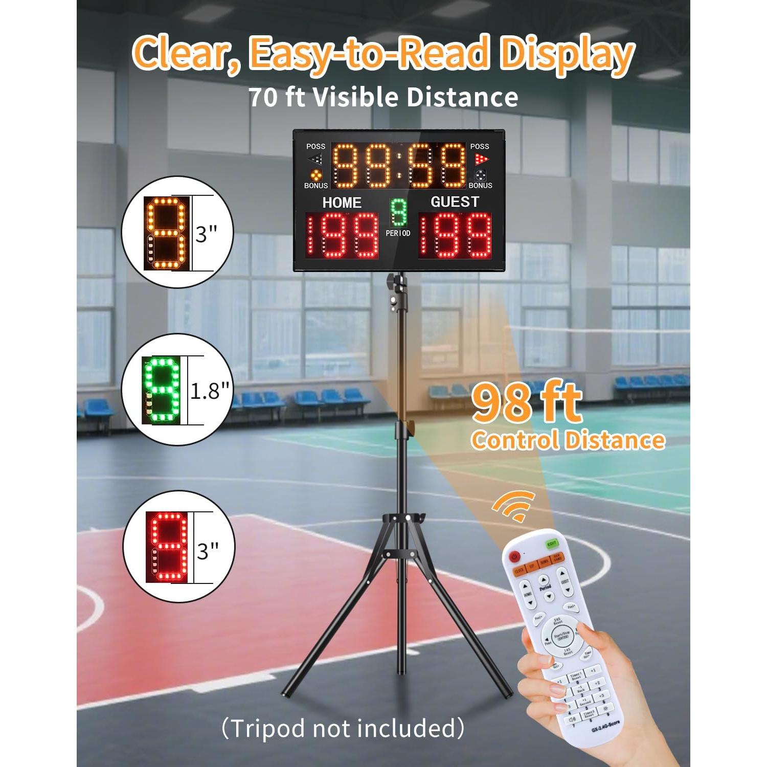 Marcador Digital Portátil GAN XIN A30B11 para Baloncesto 57.9x34.8cm