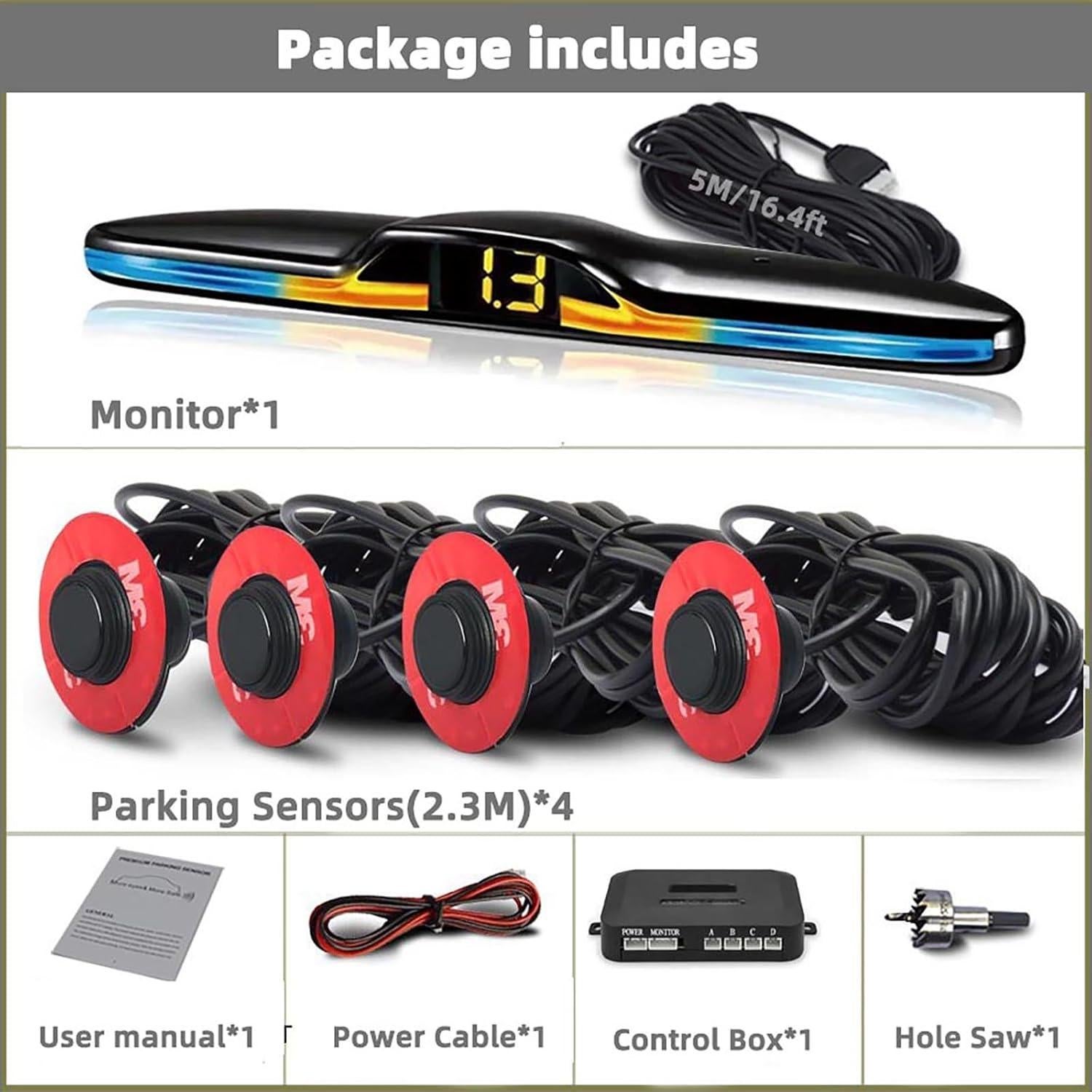 Sistema de Respaldo con Sensores Car Parktronic KZ-099 4 Sensores