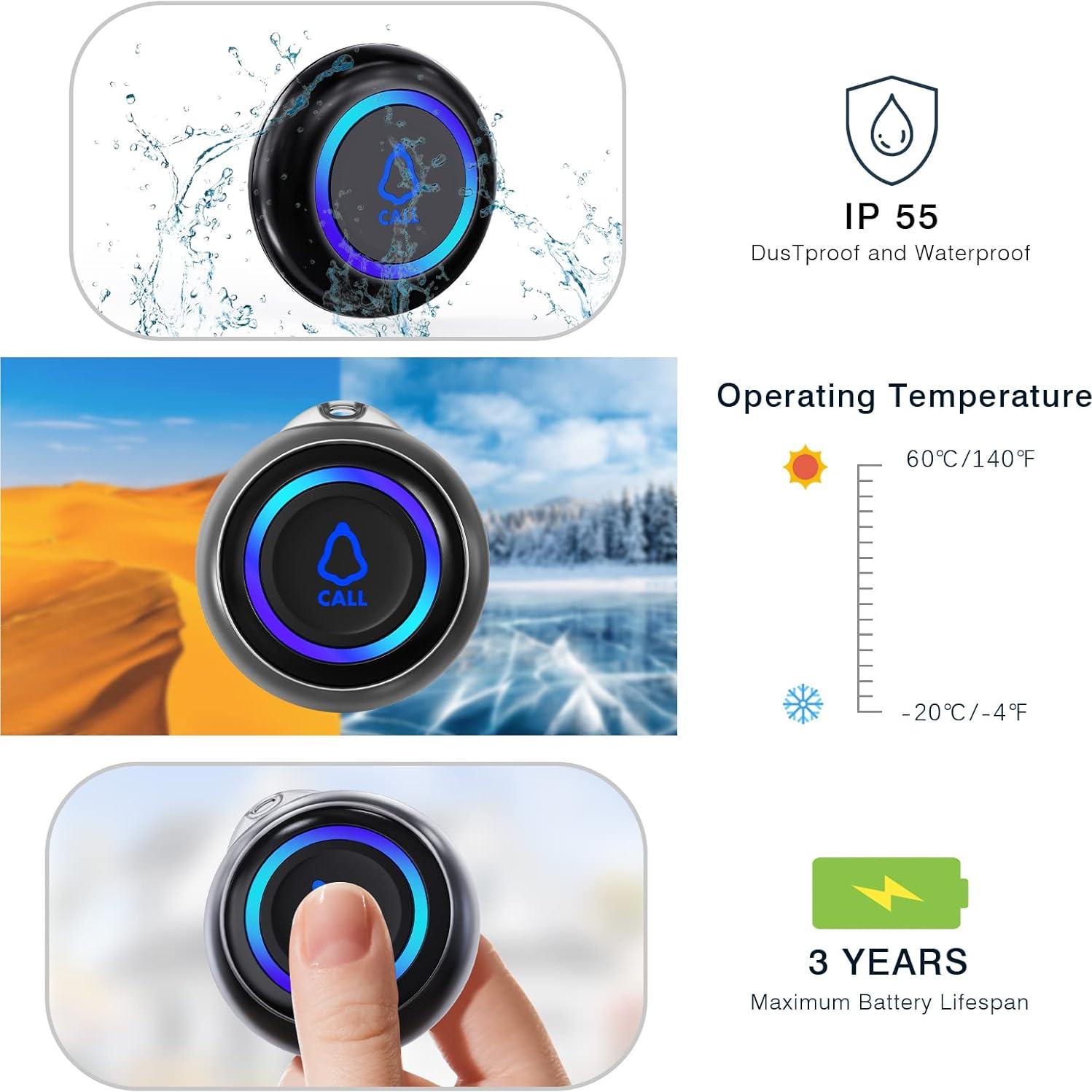 Buscador de Cuidador STECHRO Inalámbrico 1 Receptor + 1 Botón SOS