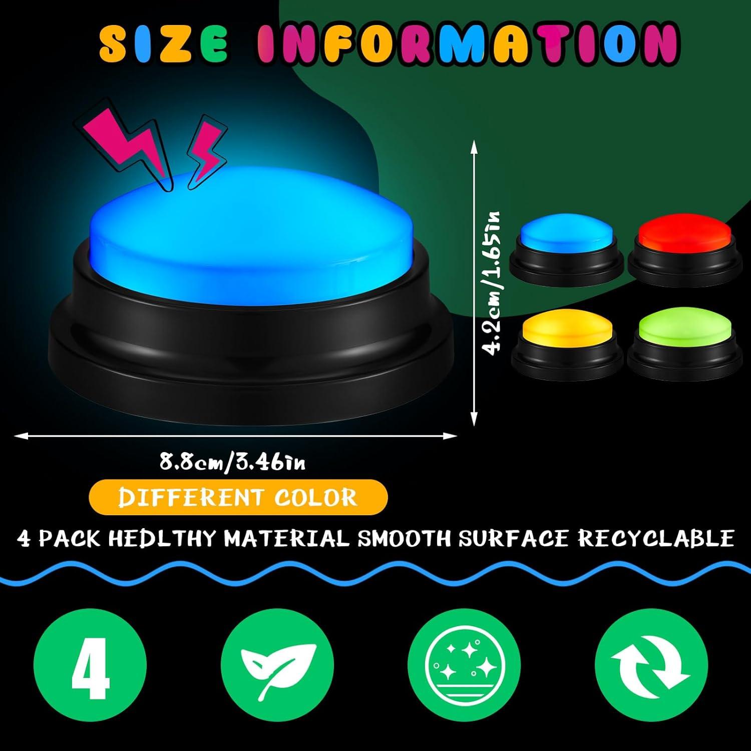 Botones de Respuesta Iluminados Honoson - 4 Pcs Grabables