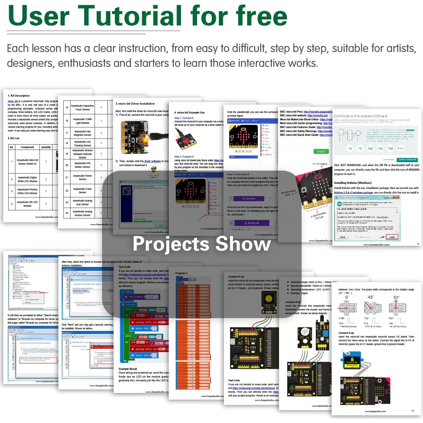 Kit de Inicio 45 Sensores Keyestudio para Micro:bit V2.2