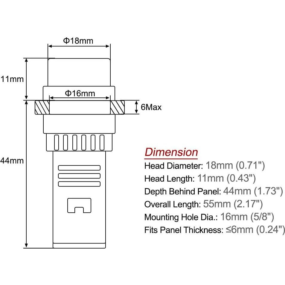 Luz Indicadora LED Roja con Buzzer uxcell 24V 16mm Panel
